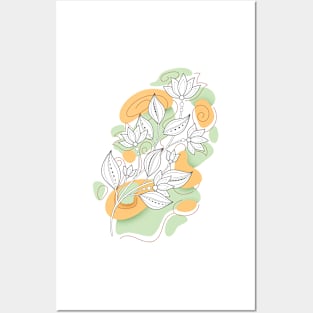 Colorful Print with Abstract Flower Posters and Art